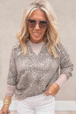 Leopard Print Patchwork Crew Neck Sweatshirt- 3 Colors