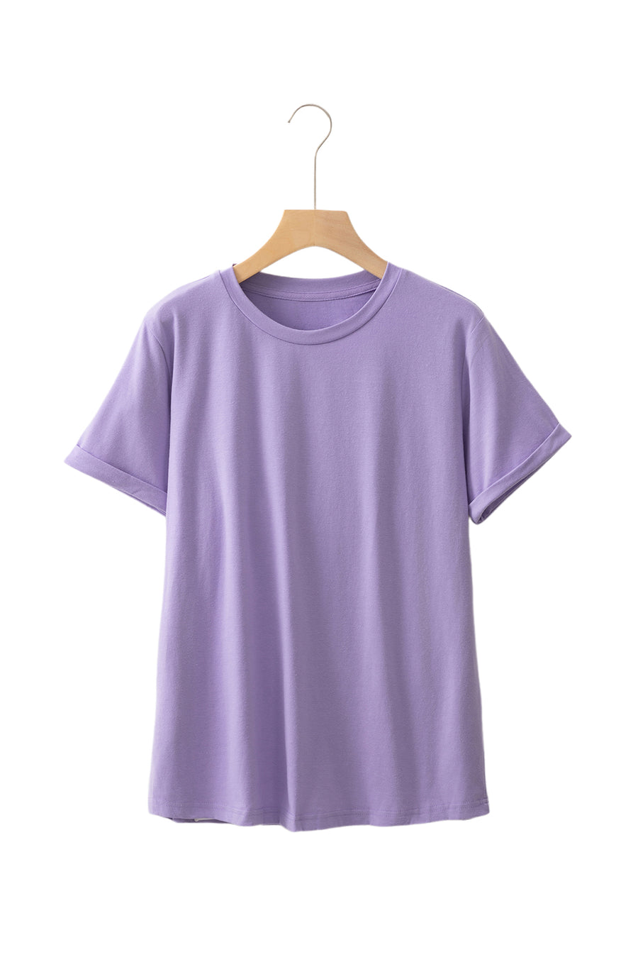 Basic Crew Neck Rolled Sleeve T-Shirt- 12 Colors