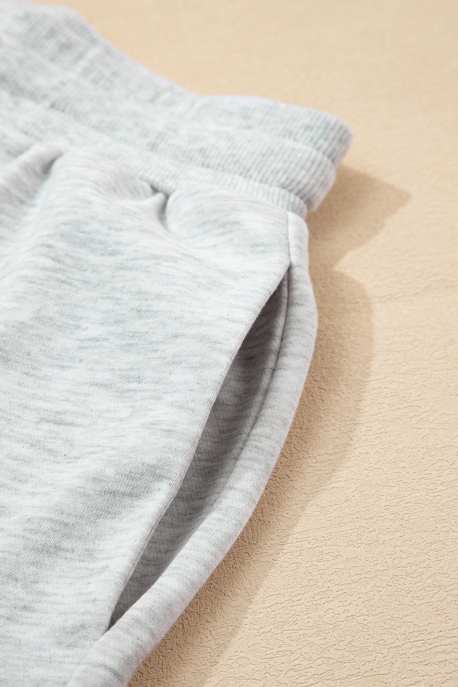 Light Grey & Pink Color Block Raw Hem Pullover Sweatshirt and Shorts Set