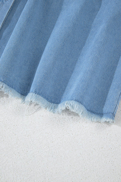 Beau Blue Washed Raw Hem Denim Shirt Dress