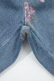 Floral Print Elastic Waist Pull-On Jeans