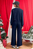 Varsity Striped Cropped Sweatshirt and Wide Leg Pants Matching Set- 5 Colors