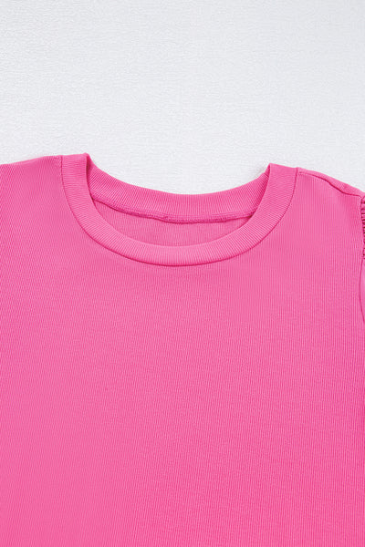 Pearl Beaded Puff Sleeve Ribbed Top- 2 Colors