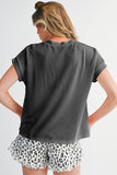 Twist Ribbed Color Block Pocket Crew Neck T-Shirt- 4 Colors