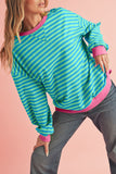 Striped Contrast Trim Oversized Sweatshirt- 4 Colors
