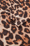 Brown Leopard Mock Neck Long Sleeve Mesh Top