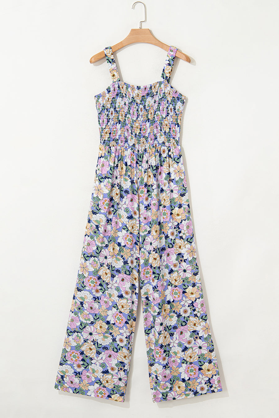 Floral Square Neck Stretch High-Waist Jumpsuit- 3 Colors