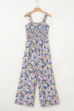 Floral Square Neck Stretch High-Waist Jumpsuit- 3 Colors