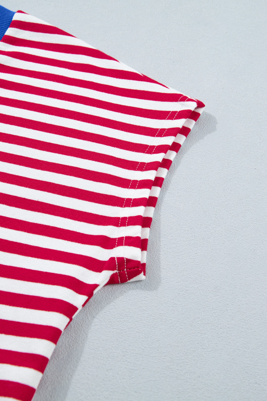 Striped Contrast Trim V-Neck T-Shirt and Drawstring Elastic Waist Shorts Set- 4 Colors