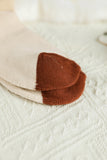 Khaki Bow Print Color Block Knit Crew Socks