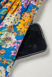 Yellow Floral Print Shirred Cut-Out High-Waist Jumpsuit