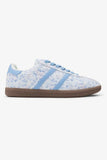 Light Blue Floral Print PU Leather Sneakers