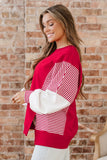 Striped Patchwork Sleeve Colorblock Sweatshirt- 3 Colors