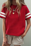 Varsity Striped Short Sleeve Crew Neck T-Shirt- 3 Colors