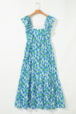 Floral Print Square Neck Ruffled Strap Maxi Dress- 2 Colors