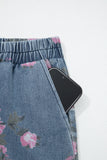 Floral Print Elastic Waist Pull-On Jeans