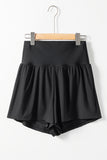 Black High-Waist Wide Band Back Pocket Swim Shorts