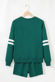 Varsity Striped Sleeve Drop Shoulder Sweatshirt and Shorts Set- 5 Colors