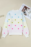 Multicolored Hearts Color Block High Neck Sweater