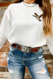 White Embroidered Mallard Duck Relaxed Sweatshirt