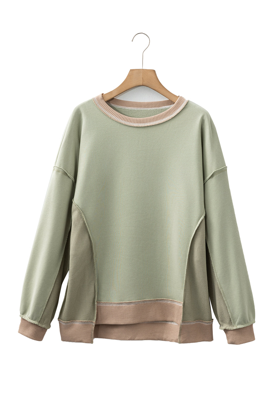 Color Block Waffle Knit Patchwork Oversized Sweatshirt- 3 Colors