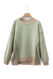 Color Block Waffle Knit Patchwork Oversized Sweatshirt- 3 Colors
