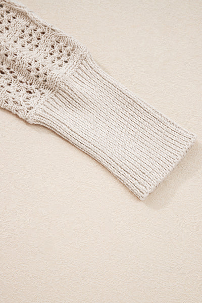 Redwood Burl Mix Pattern Hollow Knit Open Front Cardigan