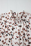 Leopard Print Mock Neck Long Sleeve Pleated Blouse- 2 Colors