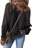 Waffle Knit Patchwork Raglan Sleeve Sweatshirt- 3 Colors