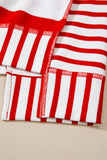 Red Striped Sequin Bows Short Sleeve Oversized Top