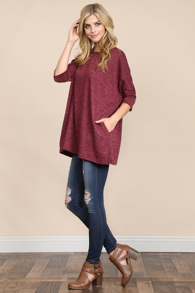 Oversized Drop Shoulder Pocket Tunic- 3 Colors