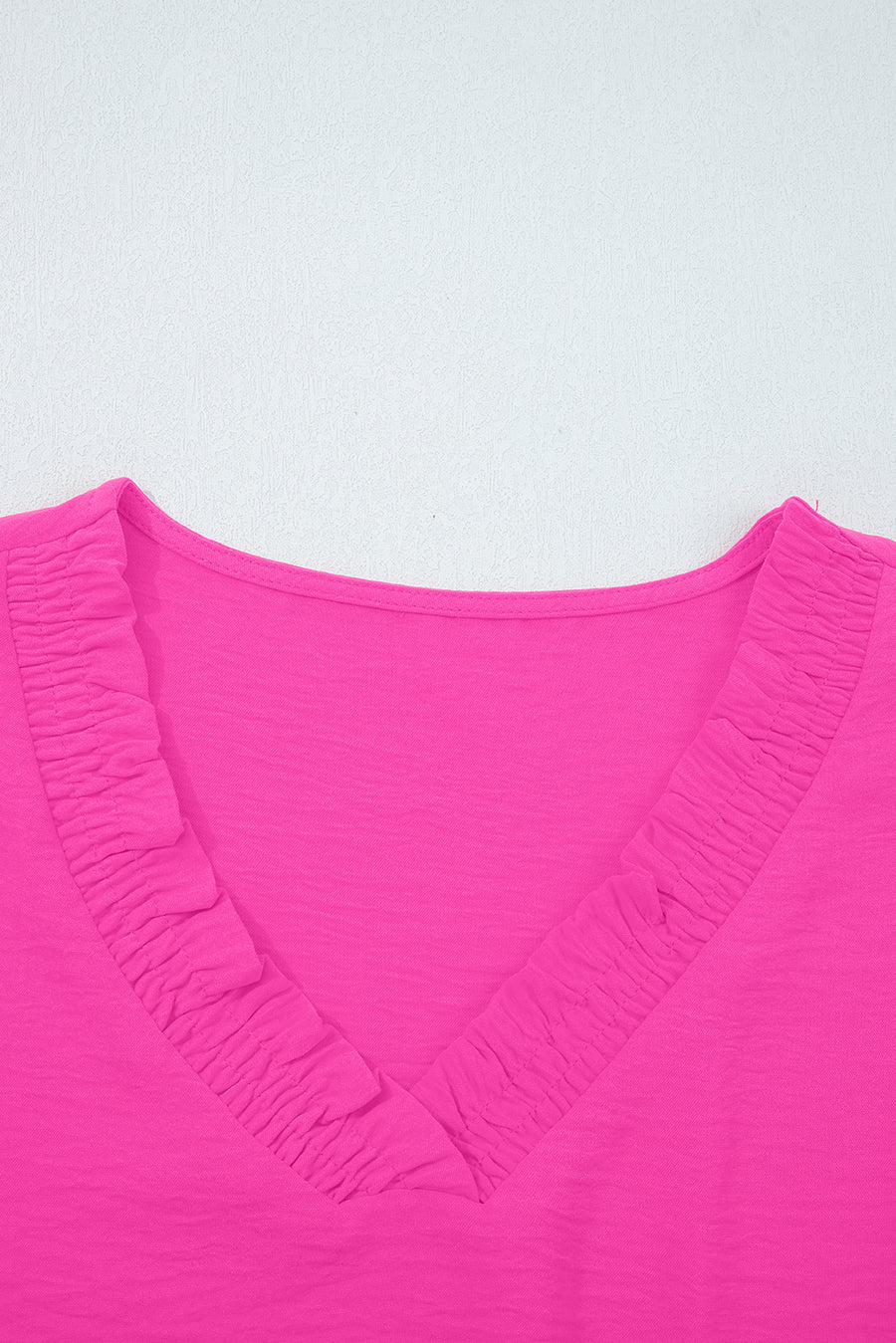 Frill V-Neck Lantern Sleeve Crinkled Blouse- 3 Colors