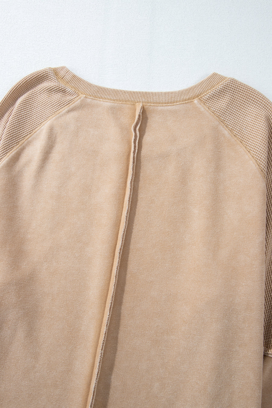 Waffle Knit Patchwork Raglan Sleeve Sweatshirt- 3 Colors
