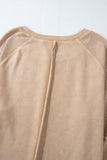 Waffle Knit Patchwork Raglan Sleeve Sweatshirt- 3 Colors