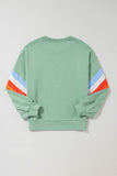 Striped Arm Drop Sleeve Loose Sweatshirt- 2 Colors