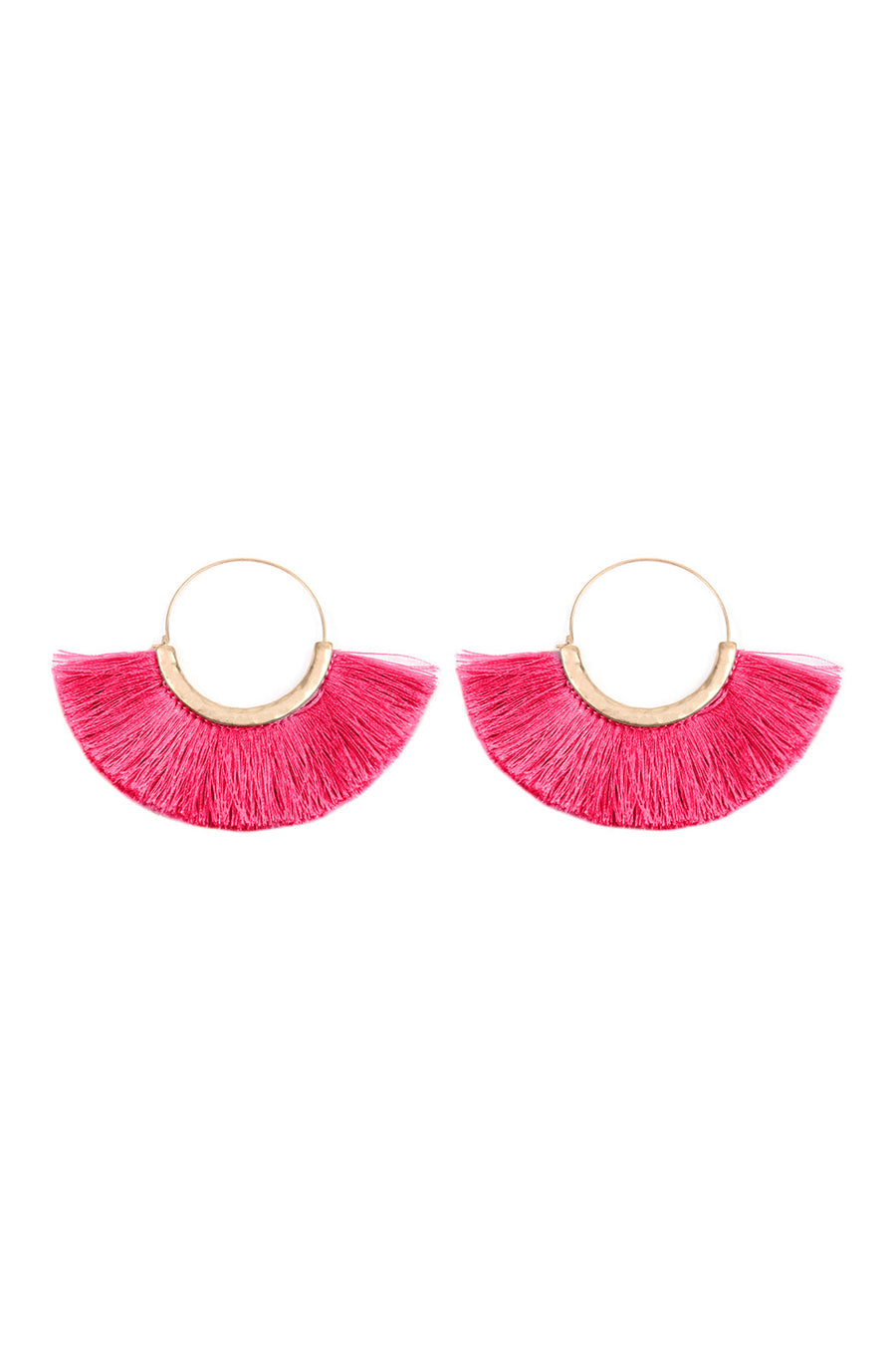 Fan Tassel Hoop Earrings- 9 Colors