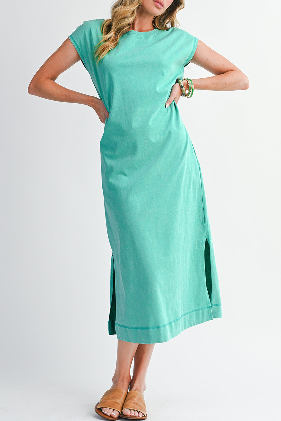 Mineral Wash T-Shirt Dress with Pockets- 3 Colors