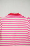 Striped Ruffle Short Sleeve Contrast Neckline Mini Dress- 3 Colors