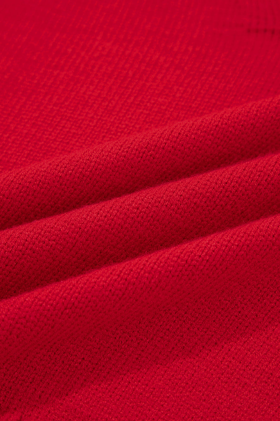 Red Ribbed Edge Sailor Collar V-Neck Loose Fit Sweater