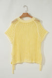 Side Tie Crochet Knit Short Sleeve Sweater- 2 Colors