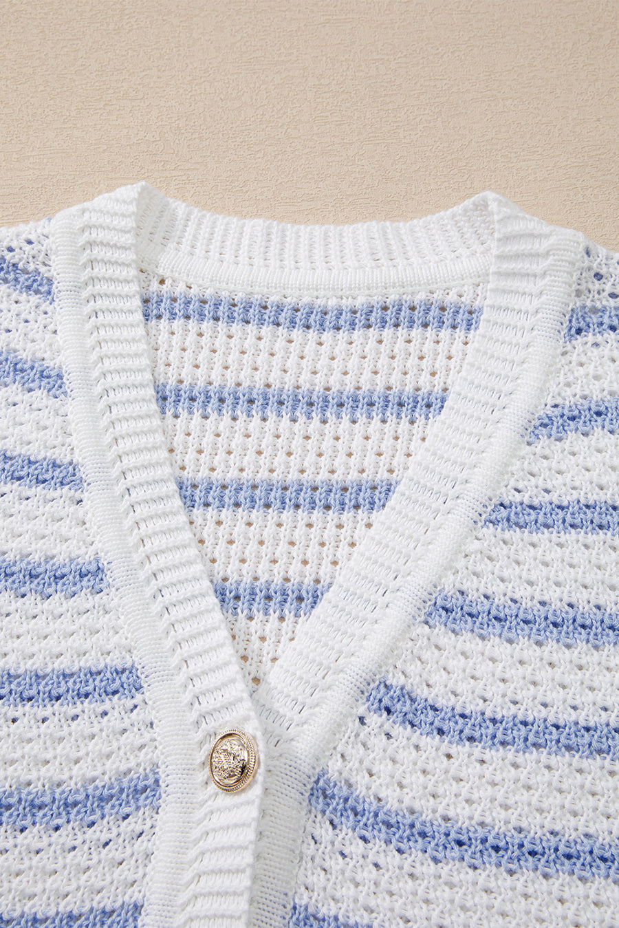 Striped V-Neck Button-Up Knit Vest- 2 Colors