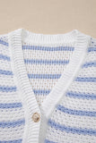 Striped V-Neck Button-Up Knit Vest- 2 Colors