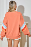 Striped Arm Drop Sleeve Loose Sweatshirt- 2 Colors