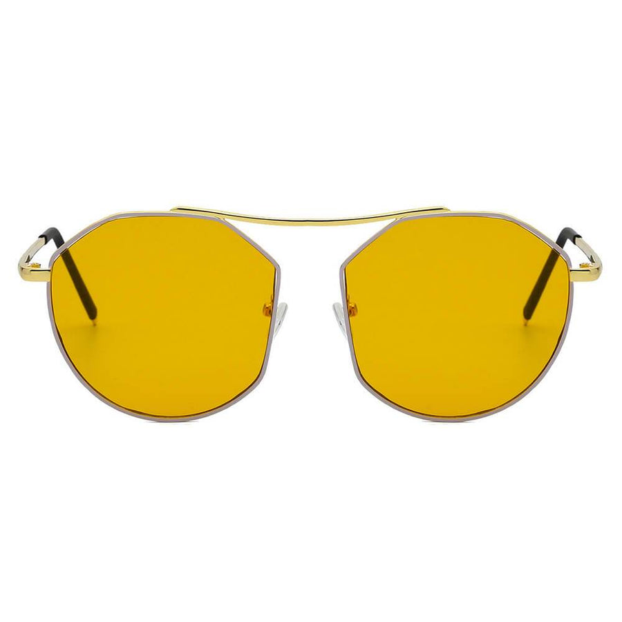 CHOCTAW Round Tinted Geometric Brow-Bar Fashion Sunglasses- 4 Colors