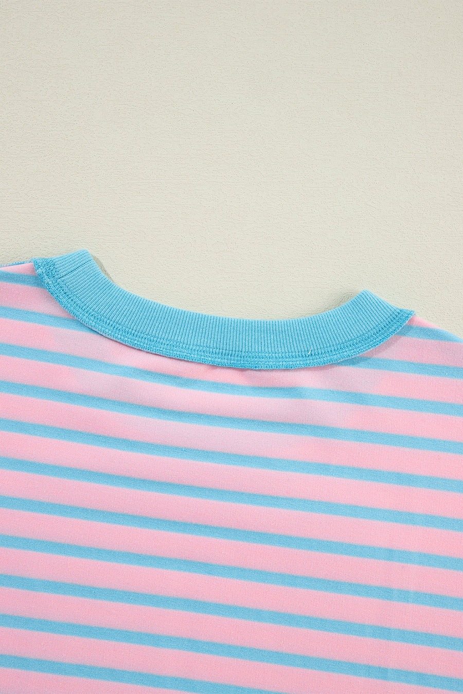 Pink & Turquoise Striped Contrast Trim High-Low Tunic Sweatshirt