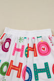 Pink Santa Claus Graphic Christmas Tree Long Sleeve Pajama Set- 2 Colors