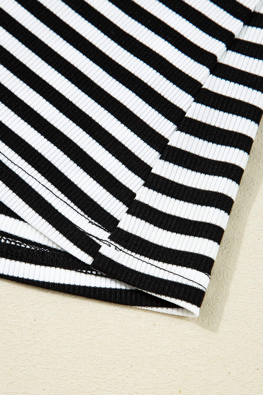 Black & White Striped Cutout Long Sleeve Top
