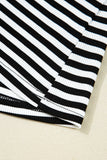 Black & White Striped Cutout Long Sleeve Top