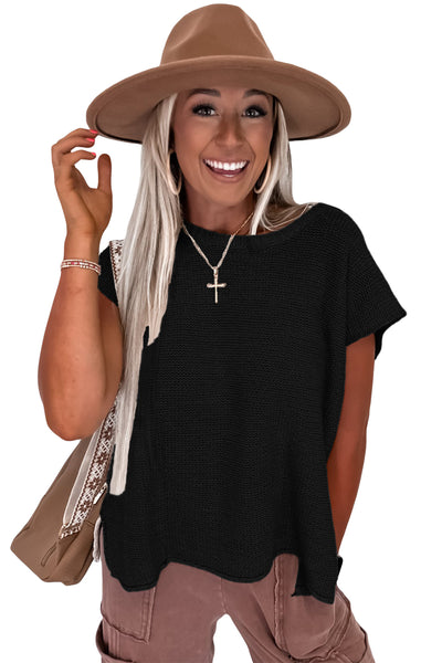 Solid Color Slit Hem Knit Top- 3 Colors