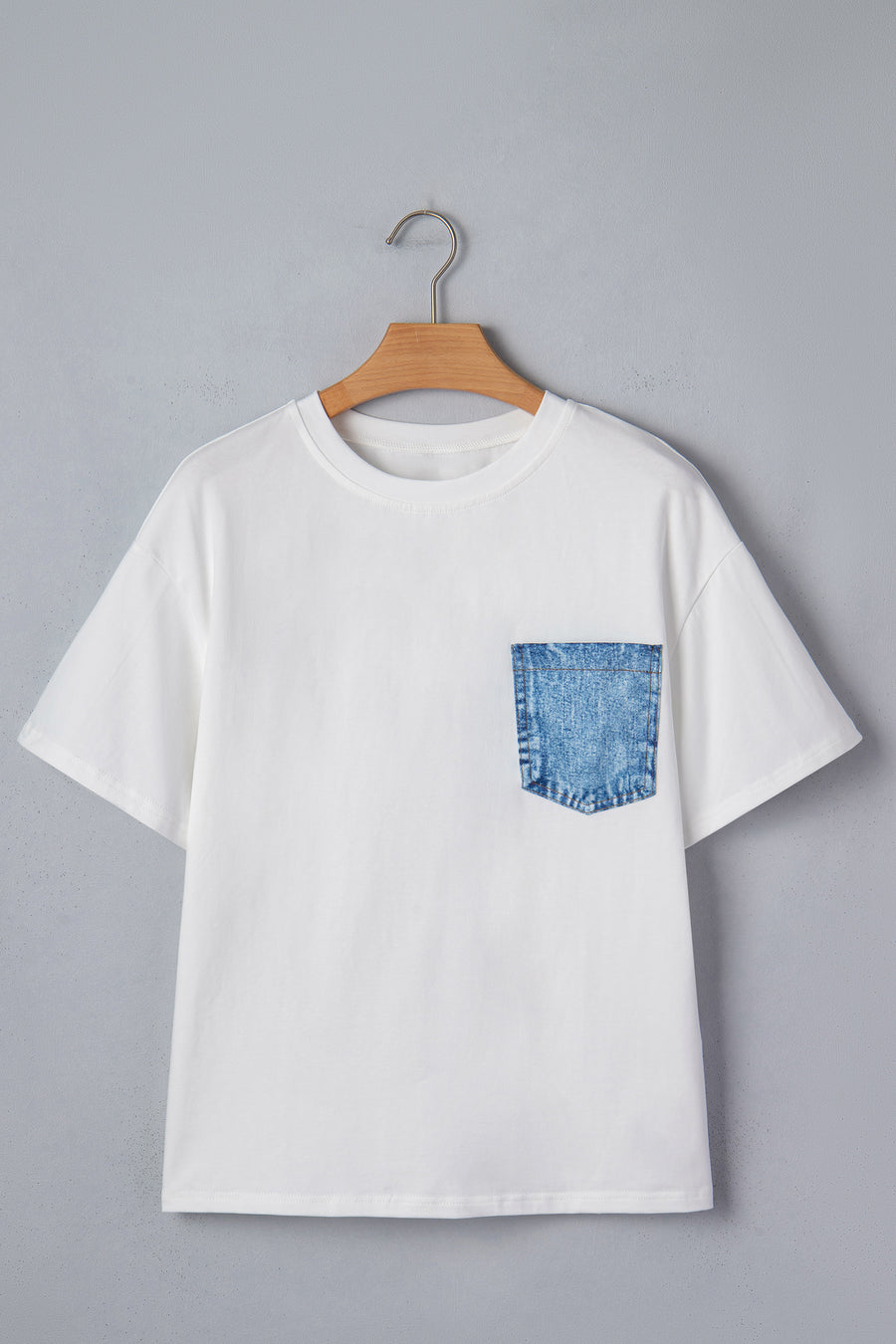 Printed Denim Chest Pocket Graphic T-Shirt- 2 Colors
